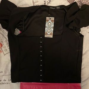 Boohoo clip front crop top